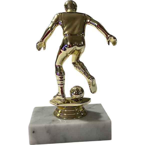 white and gold kicking ball boy soccer Trophy - Picture 4 of 7